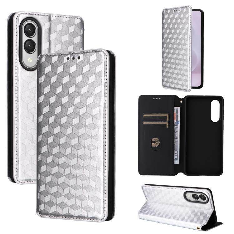 Custodia per telefono in pelle con texture a griglia cubica., For Samsung Galaxy S25 Edge 5G, For Samsung Galaxy S25 5G, For Samsung Galaxy S25+ 5G, For Samsung Galaxy S25 Ultra 5G