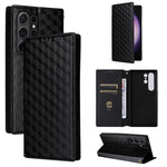 Custodia per telefono in pelle con texture a griglia cubica., For Samsung Galaxy S24 FE 5G, For Samsung Galaxy S24 Ultra 5G, For Samsung Galaxy S24+ 5G, For Samsung Galaxy S24 5G