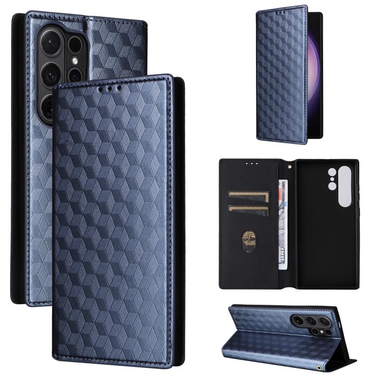 Custodia per telefono in pelle con texture a griglia cubica., For Samsung Galaxy S24 FE 5G, For Samsung Galaxy S24 Ultra 5G, For Samsung Galaxy S24+ 5G, For Samsung Galaxy S24 5G