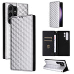 Custodia per telefono in pelle con texture a griglia cubica., For Samsung Galaxy S24 FE 5G, For Samsung Galaxy S24 Ultra 5G, For Samsung Galaxy S24+ 5G, For Samsung Galaxy S24 5G