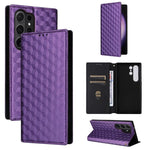 Custodia per telefono in pelle con texture a griglia cubica., For Samsung Galaxy S24 FE 5G, For Samsung Galaxy S24 Ultra 5G, For Samsung Galaxy S24+ 5G, For Samsung Galaxy S24 5G
