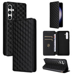 Custodia per telefono in pelle con texture a griglia cubica., For Samsung Galaxy S24 FE 5G, For Samsung Galaxy S24 Ultra 5G, For Samsung Galaxy S24+ 5G, For Samsung Galaxy S24 5G