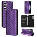 Custodia per telefono in pelle con texture a griglia cubica., For Samsung Galaxy S24 FE 5G, For Samsung Galaxy S24 Ultra 5G, For Samsung Galaxy S24+ 5G, For Samsung Galaxy S24 5G