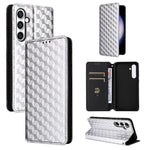 Custodia per telefono in pelle con texture a griglia cubica., For Samsung Galaxy S23 FE 5G, For Samsung Galaxy S23 Ultra 5G, For Samsung Galaxy S23+ 5G, For Samsung Galaxy S23 5G