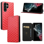 Custodia per telefono in pelle con texture a griglia cubica., For Samsung Galaxy S23 FE 5G, For Samsung Galaxy S23 Ultra 5G, For Samsung Galaxy S23+ 5G, For Samsung Galaxy S23 5G