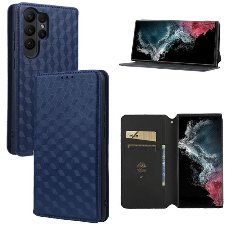 Custodia per telefono in pelle con texture a griglia cubica., For Samsung Galaxy S23 FE 5G, For Samsung Galaxy S23 Ultra 5G, For Samsung Galaxy S23+ 5G, For Samsung Galaxy S23 5G