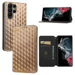 Custodia per telefono in pelle con texture a griglia cubica., For Samsung Galaxy S23 FE 5G, For Samsung Galaxy S23 Ultra 5G, For Samsung Galaxy S23+ 5G, For Samsung Galaxy S23 5G