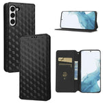 Custodia per telefono in pelle con texture a griglia cubica., For Samsung Galaxy S23 FE 5G, For Samsung Galaxy S23 Ultra 5G, For Samsung Galaxy S23+ 5G, For Samsung Galaxy S23 5G
