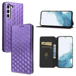Custodia per telefono in pelle con texture a griglia cubica., For Samsung Galaxy S23 FE 5G, For Samsung Galaxy S23 Ultra 5G, For Samsung Galaxy S23+ 5G, For Samsung Galaxy S23 5G