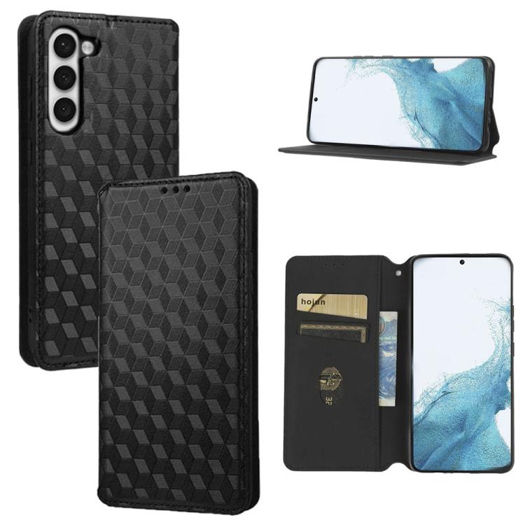 Custodia per telefono in pelle con texture a griglia cubica., For Samsung Galaxy S23 FE 5G, For Samsung Galaxy S23 Ultra 5G, For Samsung Galaxy S23+ 5G, For Samsung Galaxy S23 5G