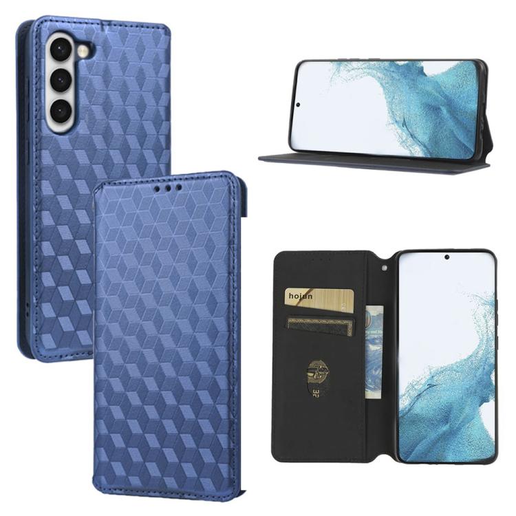 Custodia per telefono in pelle con texture a griglia cubica., For Samsung Galaxy S23 FE 5G, For Samsung Galaxy S23 Ultra 5G, For Samsung Galaxy S23+ 5G, For Samsung Galaxy S23 5G