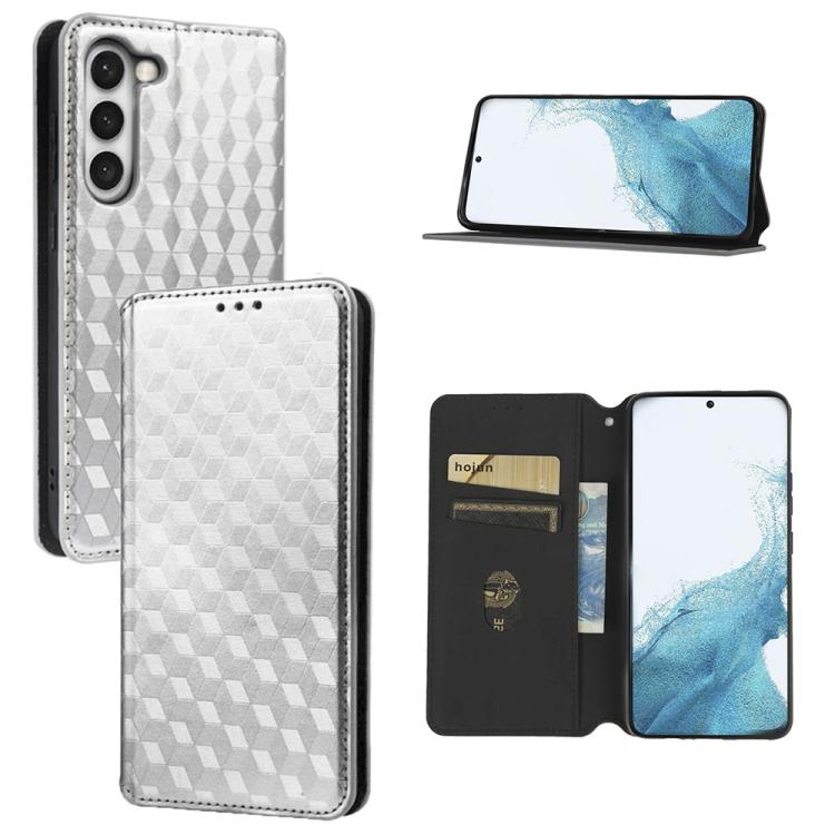 Custodia per telefono in pelle con texture a griglia cubica., For Samsung Galaxy S23 FE 5G, For Samsung Galaxy S23 Ultra 5G, For Samsung Galaxy S23+ 5G, For Samsung Galaxy S23 5G