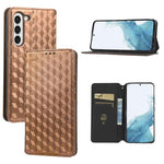 Custodia per telefono in pelle con texture a griglia cubica., For Samsung Galaxy S23 FE 5G, For Samsung Galaxy S23 Ultra 5G, For Samsung Galaxy S23+ 5G, For Samsung Galaxy S23 5G