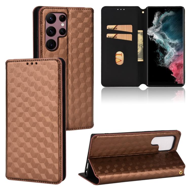 Custodia per telefono in pelle con texture a griglia cubica., For Samsung Galaxy S20 FE 2022 / 5G / 4G, For Samsung Galaxy S22 Ultra 5G, For Samsung Galaxy S22+ 5G, For Samsung Galaxy S22 5G