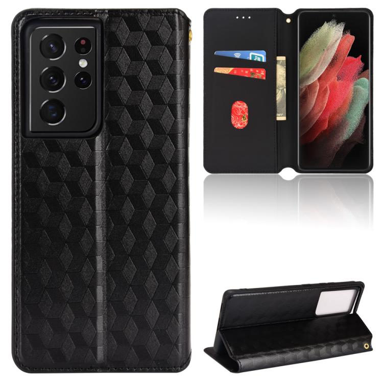 Custodia per telefono in pelle con texture a griglia cubica., For Samsung Galaxy S21 FE 5G, For Samsung Galaxy S21 5G, For Samsung Galaxy S21+ 5G, For Samsung Galaxy S21 Ultra 5G
