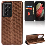Custodia per telefono in pelle con texture a griglia cubica., For Samsung Galaxy S21 FE 5G, For Samsung Galaxy S21 5G, For Samsung Galaxy S21+ 5G, For Samsung Galaxy S21 Ultra 5G