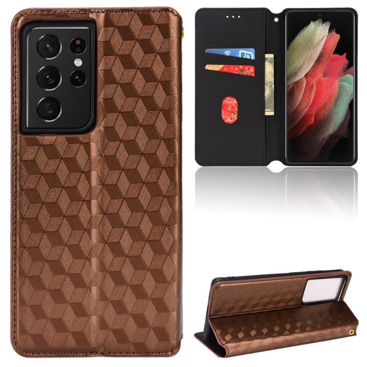 Custodia per telefono in pelle con texture a griglia cubica., For Samsung Galaxy S21 FE 5G, For Samsung Galaxy S21 5G, For Samsung Galaxy S21+ 5G, For Samsung Galaxy S21 Ultra 5G