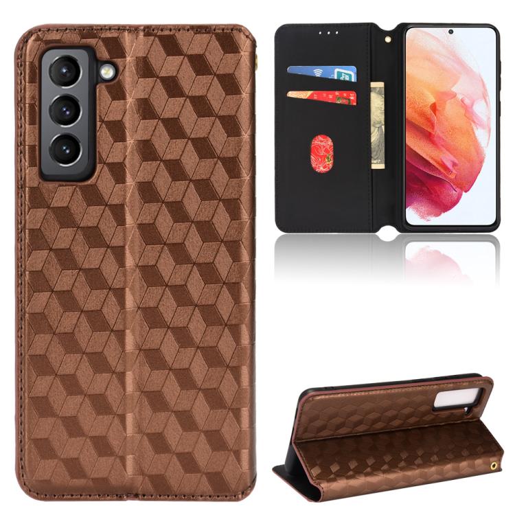 Custodia per telefono in pelle con texture a griglia cubica., For Samsung Galaxy S21 FE 5G, For Samsung Galaxy S21 5G, For Samsung Galaxy S21+ 5G, For Samsung Galaxy S21 Ultra 5G