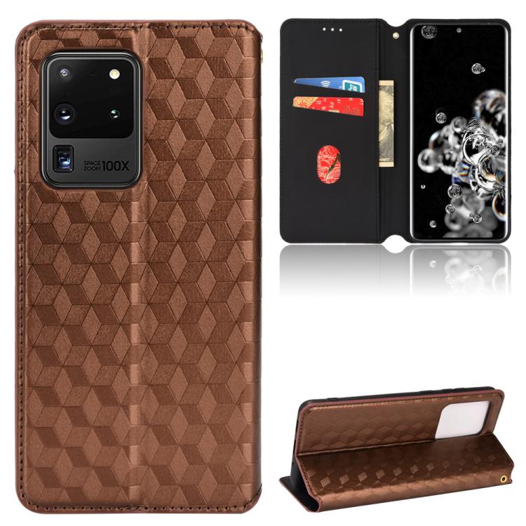 Custodia per telefono in pelle con texture a griglia cubica., For Samsung Galaxy S20 Ultra 5G, For Samsung Galaxy S20, For Samsung Galaxy S20+