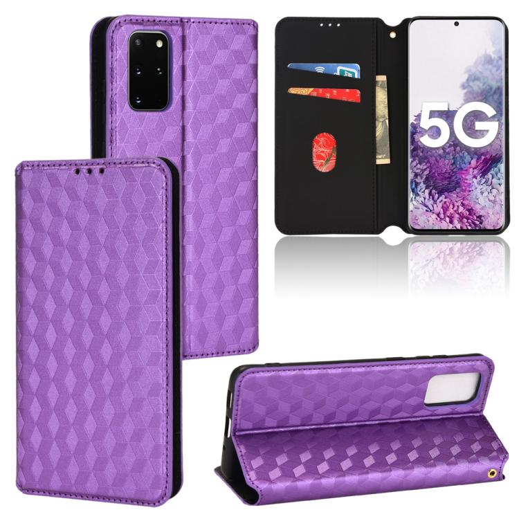 Custodia per telefono in pelle con texture a griglia cubica., For Samsung Galaxy S20 Ultra 5G, For Samsung Galaxy S20, For Samsung Galaxy S20+