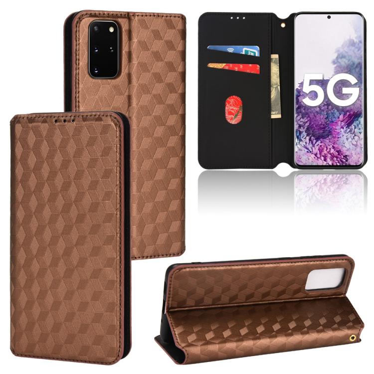 Custodia per telefono in pelle con texture a griglia cubica., For Samsung Galaxy S20 Ultra 5G, For Samsung Galaxy S20, For Samsung Galaxy S20+