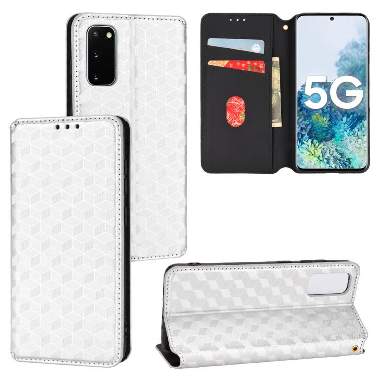 Custodia per telefono in pelle con texture a griglia cubica., For Samsung Galaxy S20 Ultra 5G, For Samsung Galaxy S20, For Samsung Galaxy S20+