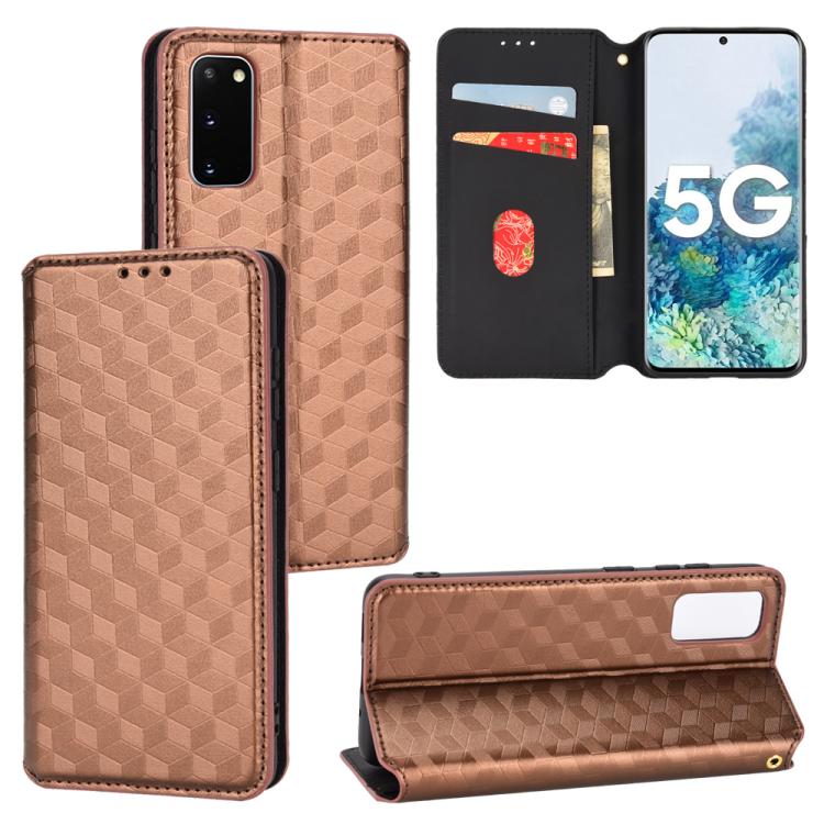 Custodia per telefono in pelle con texture a griglia cubica., For Samsung Galaxy S20 Ultra 5G, For Samsung Galaxy S20, For Samsung Galaxy S20+