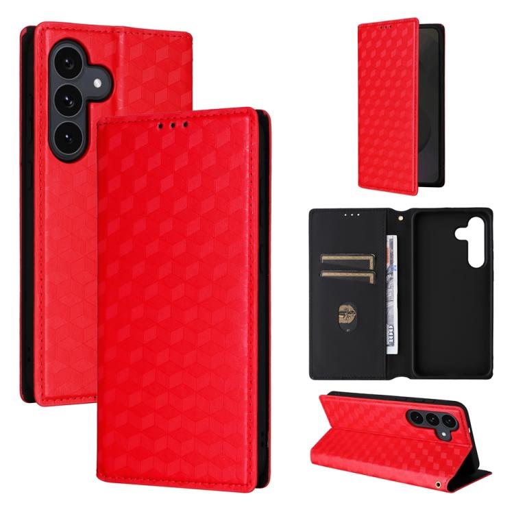 Custodia per telefono in pelle con texture a griglia cubica., For Samsung Galaxy S26+ 5G, For Samsung Galaxy S26 Ultra 5G, For Samsung Galaxy S26 5G, For Samsung Galaxy S25 FE 5G