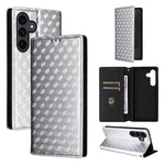 Custodia per telefono in pelle con texture a griglia cubica., For Samsung Galaxy S26+ 5G, For Samsung Galaxy S26 Ultra 5G, For Samsung Galaxy S26 5G, For Samsung Galaxy S25 FE 5G