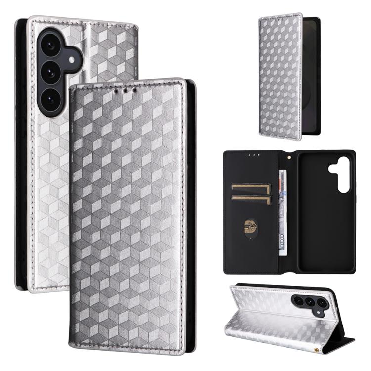 Custodia per telefono in pelle con texture a griglia cubica., For Samsung Galaxy S26+ 5G, For Samsung Galaxy S26 Ultra 5G, For Samsung Galaxy S26 5G, For Samsung Galaxy S25 FE 5G