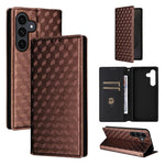 Custodia per telefono in pelle con texture a griglia cubica., For Samsung Galaxy S26+ 5G, For Samsung Galaxy S26 Ultra 5G, For Samsung Galaxy S26 5G, For Samsung Galaxy S25 FE 5G