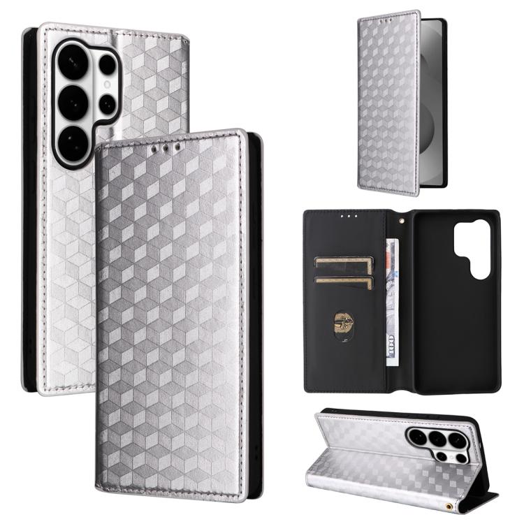 Custodia per telefono in pelle con texture a griglia cubica., For Samsung Galaxy S26+ 5G, For Samsung Galaxy S26 Ultra 5G, For Samsung Galaxy S26 5G, For Samsung Galaxy S25 FE 5G