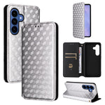 Custodia per telefono in pelle con texture a griglia cubica., For Samsung Galaxy S26+ 5G, For Samsung Galaxy S26 Ultra 5G, For Samsung Galaxy S26 5G, For Samsung Galaxy S25 FE 5G