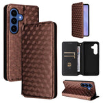 Custodia per telefono in pelle con texture a griglia cubica., For Samsung Galaxy S26+ 5G, For Samsung Galaxy S26 Ultra 5G, For Samsung Galaxy S26 5G, For Samsung Galaxy S25 FE 5G