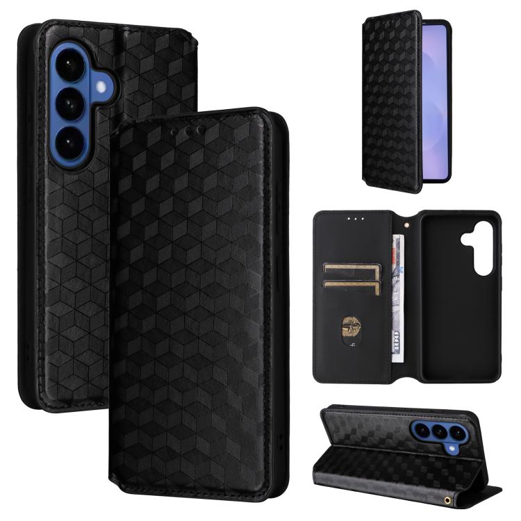 Custodia per telefono in pelle con texture a griglia cubica., For Samsung Galaxy S26+ 5G, For Samsung Galaxy S26 Ultra 5G, For Samsung Galaxy S26 5G, For Samsung Galaxy S25 FE 5G