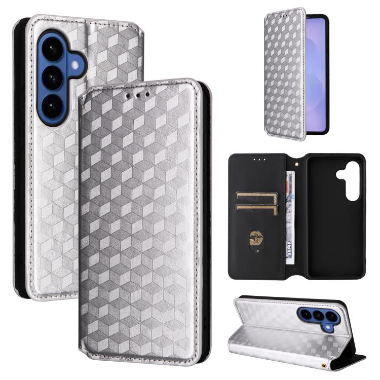 Custodia per telefono in pelle con texture a griglia cubica., For Samsung Galaxy S26+ 5G, For Samsung Galaxy S26 Ultra 5G, For Samsung Galaxy S26 5G, For Samsung Galaxy S25 FE 5G