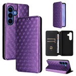 Custodia per telefono in pelle con texture a griglia cubica., For Samsung Galaxy S26+ 5G, For Samsung Galaxy S26 Ultra 5G, For Samsung Galaxy S26 5G, For Samsung Galaxy S25 FE 5G