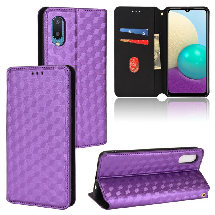 Custodia per telefono in pelle con texture a griglia cubica., For Samsung Galaxy A22 5G, For Samsung Galaxy A32 4G, For Samsung Galaxy A02 / M02, For Samsung Galaxy A72