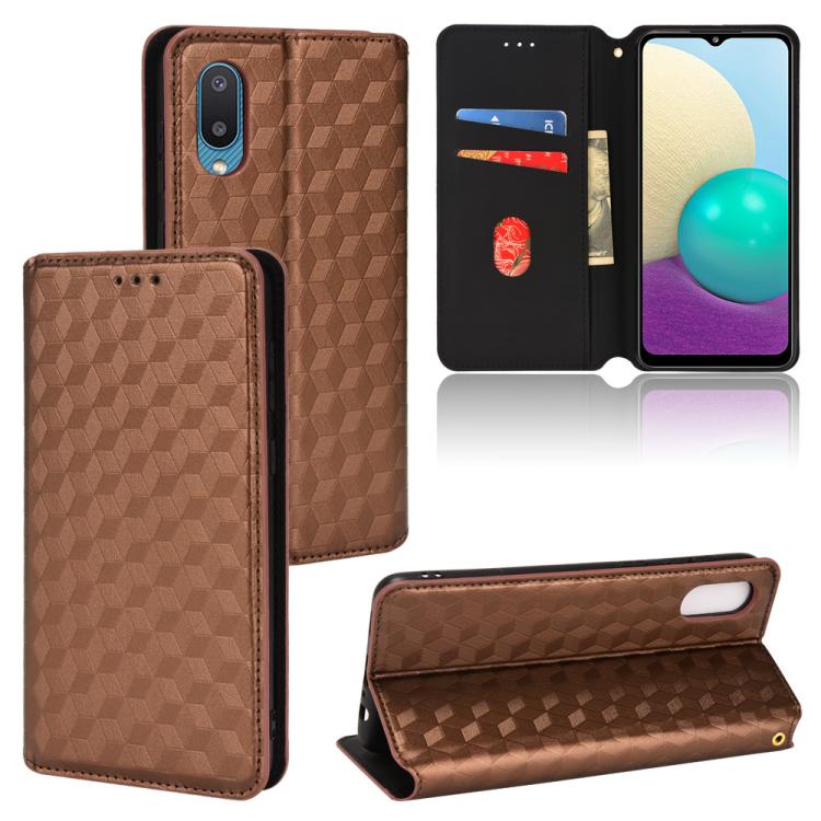 Custodia per telefono in pelle con texture a griglia cubica., For Samsung Galaxy A22 5G, For Samsung Galaxy A32 4G, For Samsung Galaxy A02 / M02, For Samsung Galaxy A72