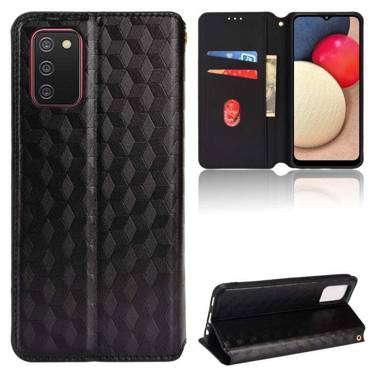 Custodia per telefono in pelle con texture a griglia cubica., For Samsung Galaxy A52 4G / 5G / A52s 5G, For Samsung Galaxy A12 / A12 Nacho / M12, For Samsung Galaxy A02s / A03s 164.2mm, For Samsung Galaxy A22 5G Japan Version
