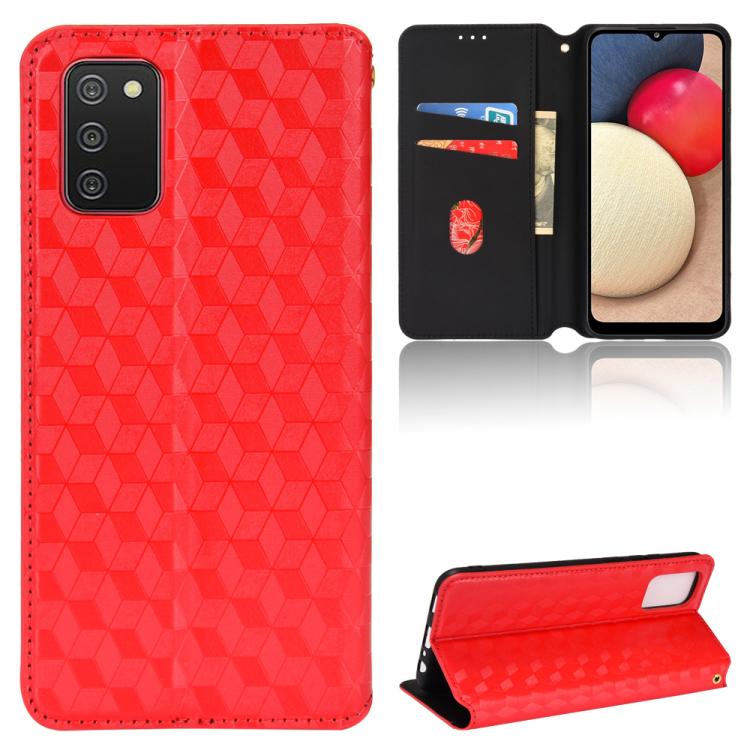Custodia per telefono in pelle con texture a griglia cubica., For Samsung Galaxy A52 4G / 5G / A52s 5G, For Samsung Galaxy A12 / A12 Nacho / M12, For Samsung Galaxy A02s / A03s 164.2mm, For Samsung Galaxy A22 5G Japan Version