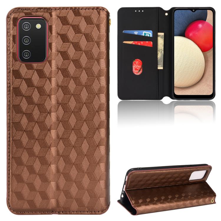 Custodia per telefono in pelle con texture a griglia cubica., For Samsung Galaxy A52 4G / 5G / A52s 5G, For Samsung Galaxy A12 / A12 Nacho / M12, For Samsung Galaxy A02s / A03s 164.2mm, For Samsung Galaxy A22 5G Japan Version