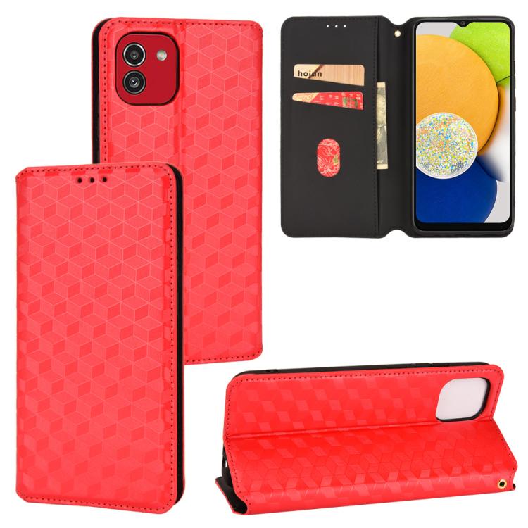 Custodia per telefono in pelle con texture a griglia cubica., For Samsung Galaxy A03 164.2mm Global, For Samsung Galaxy A03 166.5mm EU Version, For Samsung Galaxy A13 4G, For Samsung Galaxy A32 5G / M32 5G