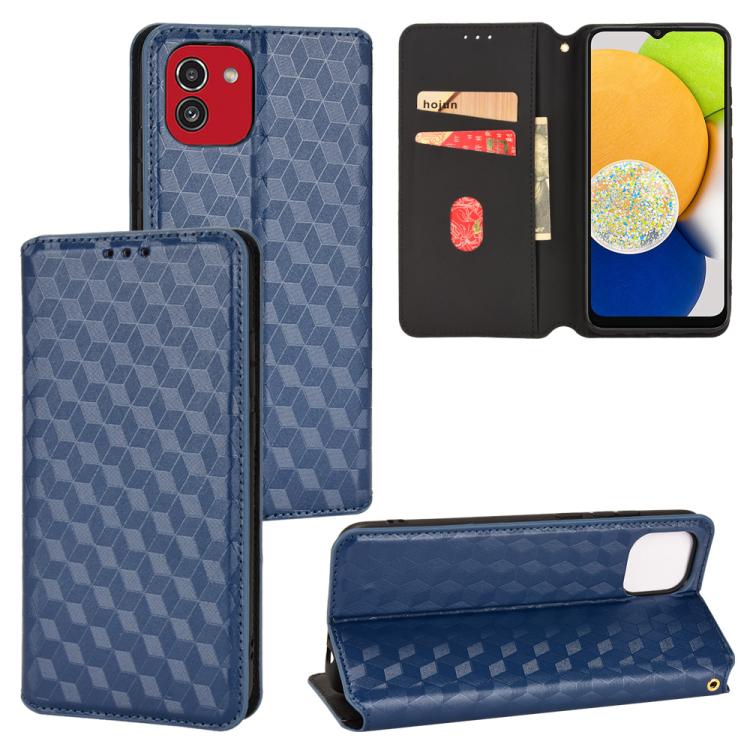 Custodia per telefono in pelle con texture a griglia cubica., For Samsung Galaxy A03 164.2mm Global, For Samsung Galaxy A03 166.5mm EU Version, For Samsung Galaxy A13 4G, For Samsung Galaxy A32 5G / M32 5G
