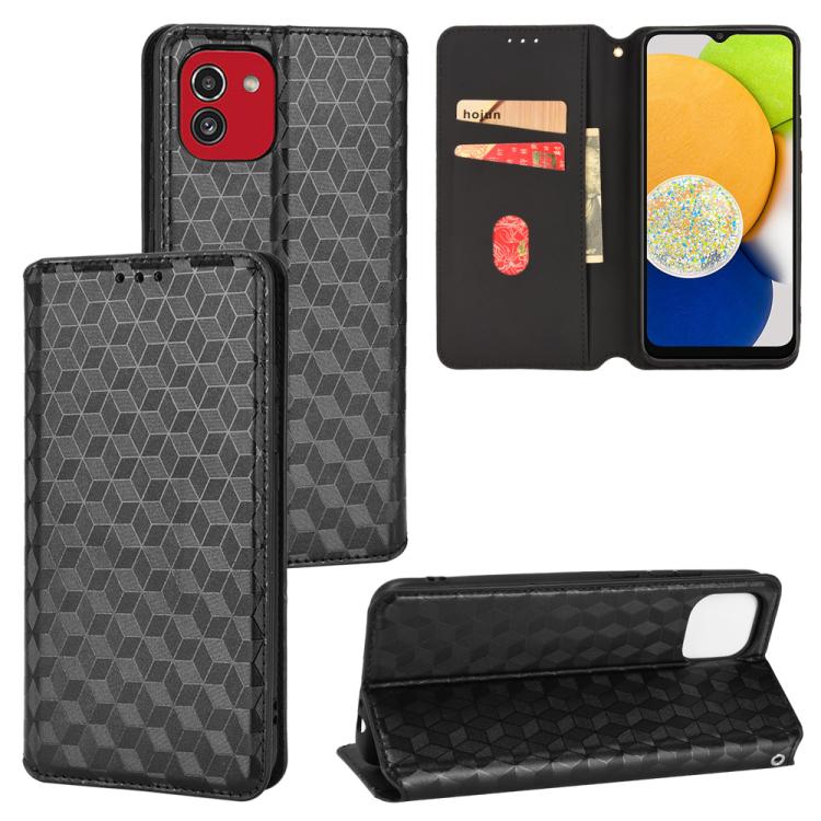 Custodia per telefono in pelle con texture a griglia cubica., For Samsung Galaxy A03 164.2mm Global, For Samsung Galaxy A03 166.5mm EU Version, For Samsung Galaxy A13 4G, For Samsung Galaxy A32 5G / M32 5G