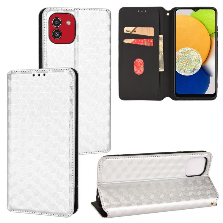 Custodia per telefono in pelle con texture a griglia cubica., For Samsung Galaxy A03 164.2mm Global, For Samsung Galaxy A03 166.5mm EU Version, For Samsung Galaxy A13 4G, For Samsung Galaxy A32 5G / M32 5G
