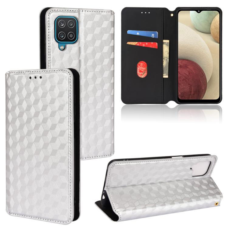 Custodia per telefono in pelle con texture a griglia cubica., For Samsung Galaxy A52 4G / 5G / A52s 5G, For Samsung Galaxy A12 / A12 Nacho / M12, For Samsung Galaxy A02s / A03s 164.2mm, For Samsung Galaxy A22 5G Japan Version