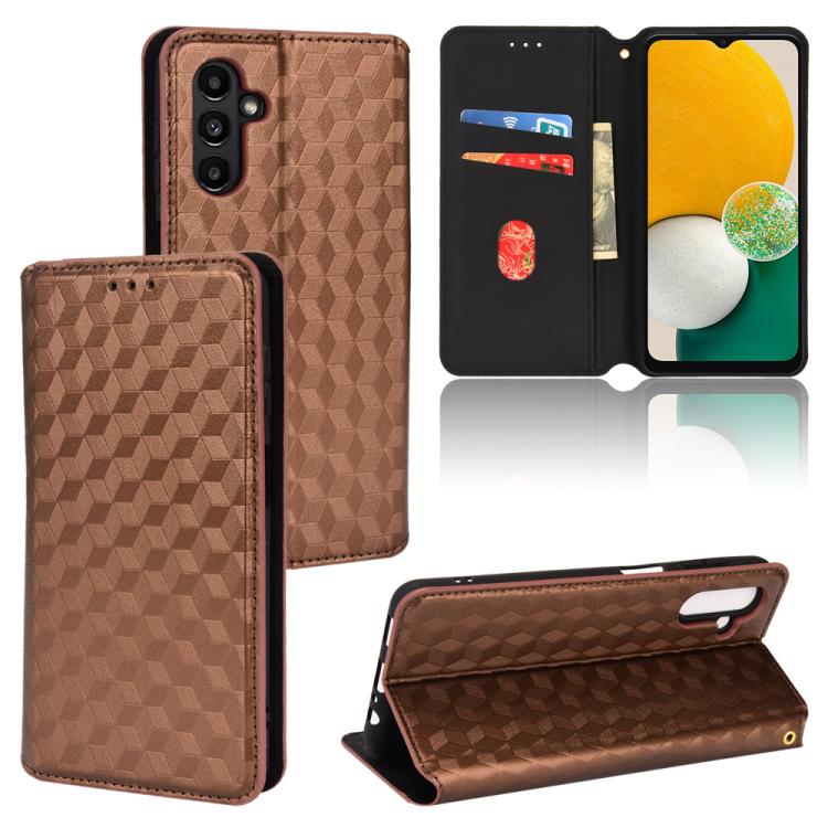 Custodia per telefono in pelle con texture a griglia cubica., For Samsung Galaxy A13 5G / A04s, For Samsung Galaxy A53 5G, For Samsung Galaxy A73 5G, For Samsung Galaxy A03 Core