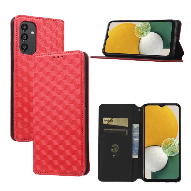 Custodia per telefono in pelle con texture a griglia cubica., For Samsung Galaxy A23 4G / 5G / F23 / M23, For Samsung Galaxy A04e / M04 / F04, For Samsung Galaxy A14 4G / 5G, For Samsung Galaxy A24 5G