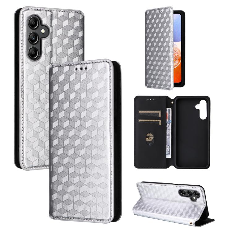Custodia per telefono in pelle con texture a griglia cubica., For Samsung Galaxy A16 4G / 5G, For Samsung Galaxy A15 4G / 5G, For Samsung Galaxy A55 5G, For Samsung Galaxy A35 5G